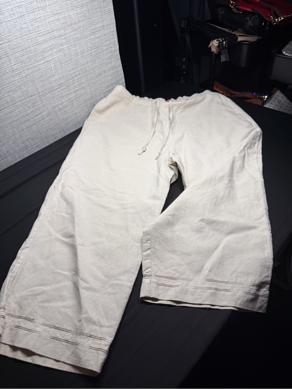 Womens Casual Drawstring Pants in Cream - Picture 1 of 4